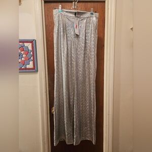 SHEIN Iridescent Silver Grid Pants